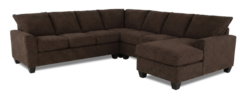 Sofa sectionnel de droite 4 pièces avec fauteuil long personnalisable Arc de Sofa Lab fabriqué au Canada en tissu - Teddy Walnut