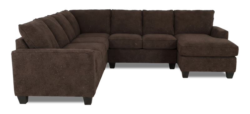 Sofa sectionnel de droite 4 pièces avec fauteuil long personnalisable Arc de Sofa Lab fabriqué au Canada en tissu - Teddy Walnut