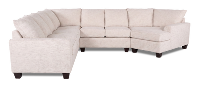 Made in Canada Customizable Sofa Lab Arc 4-Piece Right-Facing Sectional with Cuddler - Chenille White | Sofa sectionnel de droite 4 pièces avec fauteuil enveloppant personnalisable Arc de Sofa Lab fabriqué au Canada en tissu - Chenille White