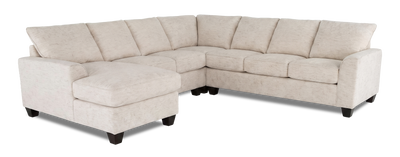 Made in Canada Customizable Sofa Lab Arc 4-Piece Left-Facing Sectional with Chaise - Chenille White | Sofa sectionnel de gauche 4 pièces avec fauteuil long personnalisable Arc de Sofa Lab fabriqué au Canada en tissu - Chenille White
