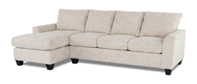 Made in Canada Customizable Sofa Lab Arc Left-Facing Fabric Sofa Chaise - Chenille White | Sofa avec fauteuil long de gauche personnalisable Arc de Sofa Lab fabriqué au Canada en tissu - Chenille White