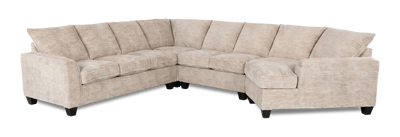 Made in Canada Customizable Sofa Lab Arc 4-Piece Right-Facing Sectional with Cuddler - Plush Parchment  | Sofa sectionnel de droite 4 pièces avec fauteuil enveloppant personnalisable Arc de Sofa Lab fabriqué au Canada en tissu - Plush Parchment