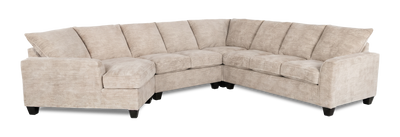 Made in Canada Customizable Sofa Lab Arc 4-Piece Left-Facing Sectional with Cuddler - Plush Parchment | Sofa sectionnel de gauche 4 pièces avec fauteuil enveloppant personnalisable Arc de Sofa Lab fabriqué au Canada en tissu - Plush Parchment