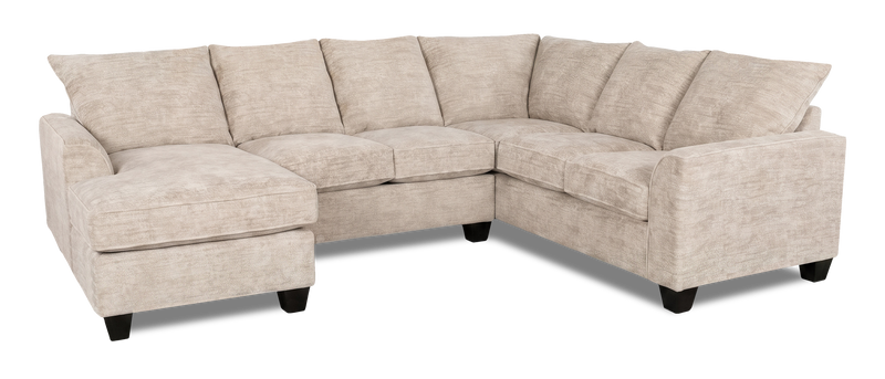 Sofa sectionnel de gauche 3 pièces avec fauteuil long personnalisable Arc de Sofa Lab fabriqué au Canada en tissu - Plush Parchment