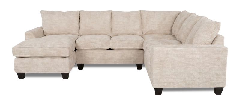 Sofa sectionnel de gauche 3 pièces avec fauteuil long personnalisable Arc de Sofa Lab fabriqué au Canada en tissu - Plush Parchment