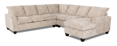 Made in Canada Customizable Sofa Lab Arc 4-Piece Right-Facing Sectional with Chaise - Plush Parchment | Sofa sectionnel de droite 4 pièces avec fauteuil long personnalisable Arc de Sofa Lab fabriqué au Canada en tissu - Plush Parchment