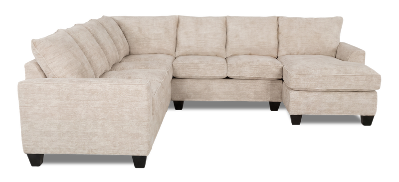 Sofa sectionnel de droite 4 pièces avec fauteuil long personnalisable Arc de Sofa Lab fabriqué au Canada en tissu - Plush Parchment