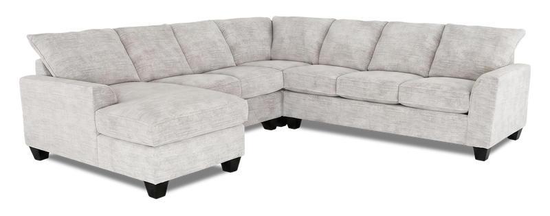 Sofa sectionnel de gauche 4 pièces avec fauteuil long personnalisable Arc de Sofa Lab fabriqué au Canada en tissu - Plush Oyster