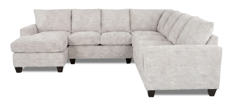 Sofa sectionnel de gauche 4 pièces avec fauteuil long personnalisable Arc de Sofa Lab fabriqué au Canada en tissu - Plush Oyster