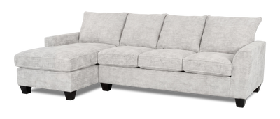 Made in Canada Customizable Sofa Lab Arc Left-Facing Fabric Sofa Chaise - Plush Oyster | Sofa avec fauteuil long de gauche personnalisable Arc de Sofa Lab fabriqué au Canada en tissu - Plush Oyster