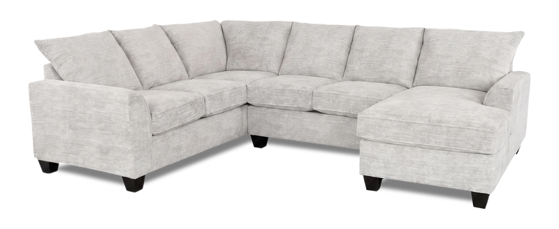 Sofa sectionnel de droite 3 pièces avec fauteuil long personnalisable Arc de Sofa Lab fabriqué au Canada en tissu - Plush Oyster