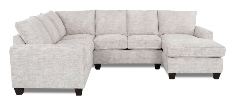 Sofa sectionnel de droite 3 pièces avec fauteuil long personnalisable Arc de Sofa Lab fabriqué au Canada en tissu - Plush Oyster