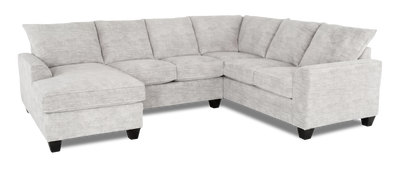 Made in Canada Customizable Sofa Lab Arc 3 Piece Left-Facing Fabric Sectional with Chaise - Plush Oyster | Sofa sectionnel de gauche 3 pièces avec fauteuil long personnalisable Arc de Sofa Lab fabriqué au Canada en tissu - Plush Oyster