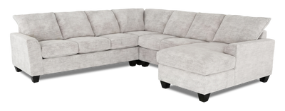 Made in Canada Customizable Sofa Lab Arc 4-Piece Right-Facing Sectional with Chaise - Plush Oyster | Sofa sectionnel de droite 4 pièces avec fauteuil long personnalisable Arc de Sofa Lab fabriqué au Canada en tissu - Plush Oyster
