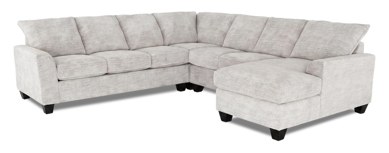 Sofa sectionnel de droite 4 pièces avec fauteuil long personnalisable Arc de Sofa Lab fabriqué au Canada en tissu - Plush Oyster