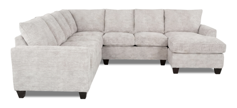 Sofa sectionnel de droite 4 pièces avec fauteuil long personnalisable Arc de Sofa Lab fabriqué au Canada en tissu - Plush Oyster