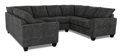 Made in Canada Customizable Sofa Lab Arc U-Shaped Sectional - Plush Charcoal   | Sofa sectionnel en U personnalisable Arc de Sofa Lab fabriqué au Canada en tissu - Plush Charcoal