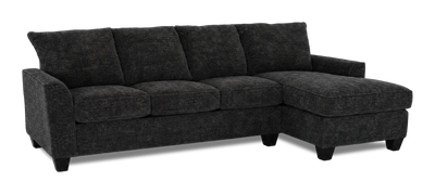 Made in Canada Customizable Sofa Lab Arc Right-Facing Fabric Sofa Chaise  – Plush Charcoal | Sofa avec fauteuil long de droite personnalisable Arc de Sofa Lab fabriqué au Canada en tissu - Plush Charcoal