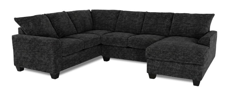 Sofa sectionnel de droite 3 pièces avec fauteuil long personnalisable Arc de Sofa Lab fabriqué au Canada en tissu - Plush Charcoal 