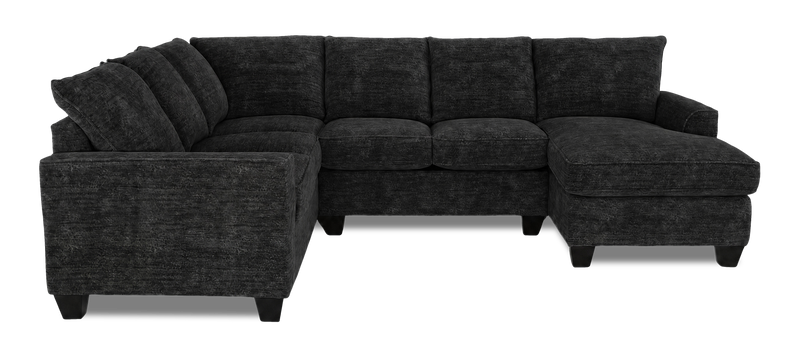 Sofa sectionnel de droite 3 pièces avec fauteuil long personnalisable Arc de Sofa Lab fabriqué au Canada en tissu - Plush Charcoal 