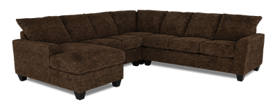 Made in Canada Customizable Sofa Lab Arc 4-Piece Left-Facing Sectional with Chaise - Plush Chocolate | Sofa sectionnel de gauche 4 pièces avec fauteuil long personnalisable Arc de Sofa Lab fabriqué au Canada en tissu - Plush Chocolate