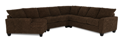 Made in Canada Customizable Sofa Lab Arc 4-Piece Left-Facing Sectional with Cuddler - Plush Chocolate | Sofa sectionnel de gauche 4 pièces avec fauteuil enveloppant personnalisable Arc de Sofa Lab fabriqué au Canada en tissu - Plush Chocolate