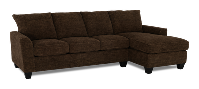 Made in Canada Customizable Sofa Lab Arc Right-Facing Fabric Sofa Chaise  – Plush Chocolate | Sofa avec fauteuil long de droite personnalisable Arc de Sofa Lab fabriqué au Canada en tissu - Plush Chocolate