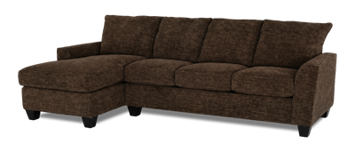 Made in Canada Customizable Sofa Lab Arc Left-Facing Fabric Sofa Chaise - Plush Chocolate | Sofa avec fauteuil long de gauche personnalisable Arc de Sofa Lab fabriqué au Canada en tissu - Plush Chocolate