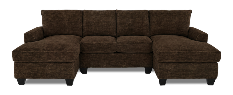 Sofa sectionnel avec deux fauteuils longs personnalisable Arc de Sofa Lab fabriqué au Canada en tissu - Plush Chocolate