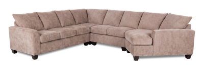 Made in Canada Customizable Sofa Lab Arc 4-Piece Right-Facing Sectional with Cuddler - Chenille Praline | Sofa sectionnel de droite 4 pièces avec fauteuil enveloppant personnalisable Arc de Sofa Lab fabriqué au Canada en tissu - Chenille Praline