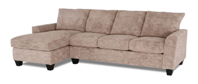 Made in Canada Customizable Sofa Lab Arc Left-Facing Fabric Sofa Chaise - Chenille Praline | Sofa avec fauteuil long de gauche personnalisable Arc de Sofa Lab fabriqué au Canada en tissu - Chenille Praline