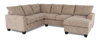 Sofa sectionnel de droite 3 pièces avec fauteuil long personnalisable Arc de Sofa Lab fabriqué au Canada en tissu - Chenille Praline