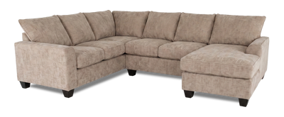 Made in Canada Customizable Sofa Lab Arc 3 Piece Right-Facing Fabric Sectional with Chaise – Chenille Praline | Sofa sectionnel de droite 3 pièces avec fauteuil long personnalisable Arc de Sofa Lab fabriqué au Canada en tissu - Chenille Praline