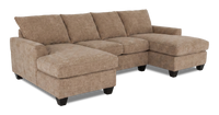  Sofa sectionnel avec deux fauteuils longs personnalisable Arc de Sofa Lab fabriqué au Canada en tissu - Chenille Praline