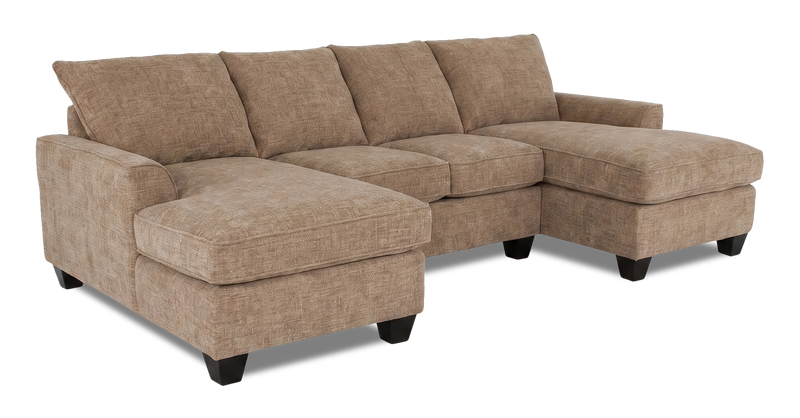 Sofa sectionnel avec deux fauteuils longs personnalisable Arc de Sofa Lab fabriqué au Canada en tissu - Chenille Praline
