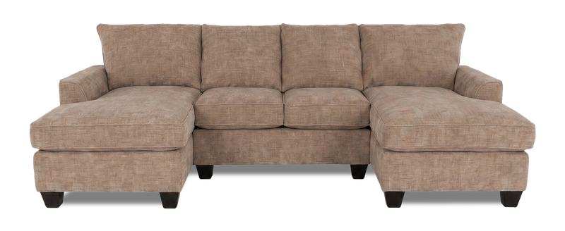 Sofa sectionnel avec deux fauteuils longs personnalisable Arc de Sofa Lab fabriqué au Canada en tissu - Chenille Praline