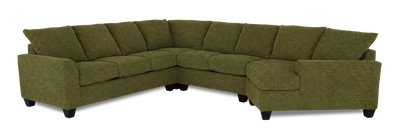 Made in Canada Customizable Sofa Lab Arc 4-Piece Right-Facing Sectional with Cuddler - Chenille Moss | Sofa sectionnel de droite 4 pièces avec fauteuil enveloppant personnalisable Arc de Sofa Lab fabriqué au Canada en tissu - Chenille Moss