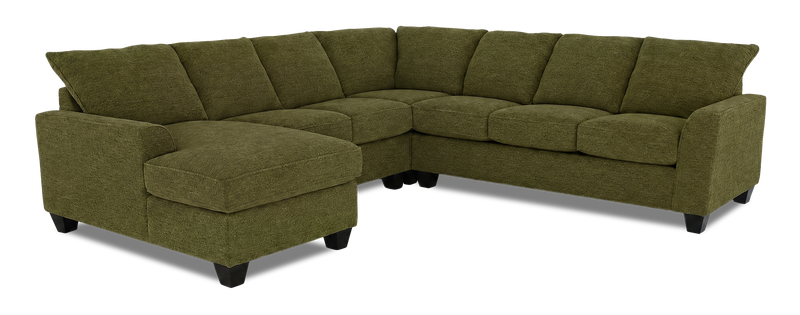 Sofa sectionnel de gauche 4 pièces avec fauteuil long personnalisable Arc de Sofa Lab fabriqué au Canada en tissu - Chenille Moss