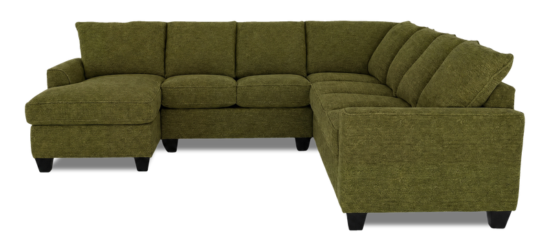 Sofa sectionnel de gauche 4 pièces avec fauteuil long personnalisable Arc de Sofa Lab fabriqué au Canada en tissu - Chenille Moss