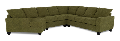 Made in Canada Customizable Sofa Lab Arc 4-Piece Left-Facing Sectional with Cuddler - Chenille Moss | Sofa sectionnel de gauche 4 pièces avec fauteuil enveloppant personnalisable Arc de Sofa Lab fabriqué au Canada en tissu - Chenille Moss