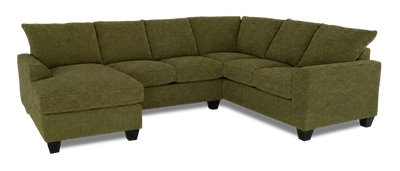 Made in Canada Customizable Sofa Lab Arc 3 Piece Left-Facing Fabric Sectional with Chaise - Chenille Moss | Sofa sectionnel de gauche 3 pièces avec fauteuil long personnalisable Arc de Sofa Lab fabriqué au Canada en tissu - Chenille Moss