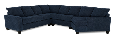 Made in Canada Customizable Sofa Lab Arc 4-Piece Right-Facing Sectional with Cuddler - Chenille Pacific | Sofa sectionnel de droite 4 pièces avec fauteuil enveloppant personnalisable Arc de Sofa Lab fabriqué au Canada en tissu - Chenille Pacific