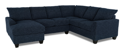 Made in Canada Customizable Sofa Lab Arc 3 Piece Left-Facing Fabric Sectional with Chaise - Chenille Pacific | Sofa sectionnel de gauche 3 pièces avec fauteuil long personnalisable Arc de Sofa Lab fabriqué au Canada en tissu - Chenille Pacific