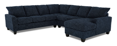 Made in Canada Customizable Sofa Lab Arc 4-Piece Right-Facing Sectional with Chaise - Chenille Pacific | Sofa sectionnel de droite 4 pièces avec fauteuil long personnalisable Arc de Sofa Lab fabriqué au Canada en tissu - Chenille Pacific