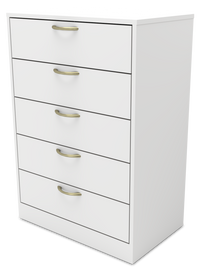 Commode verticale Arlo de 23,6 po (L) x 36,2 po (H) à 5 tiroirs pour la chambre à coucher, fabriquée au Canada - blanche
