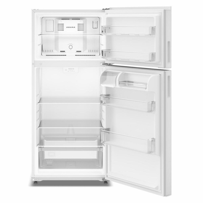 Réfrigérateur Amana large de 14 pi3 et de 28 po à congélateur supérieur avec grand bac à légumes - blanc - ARTX2314TW