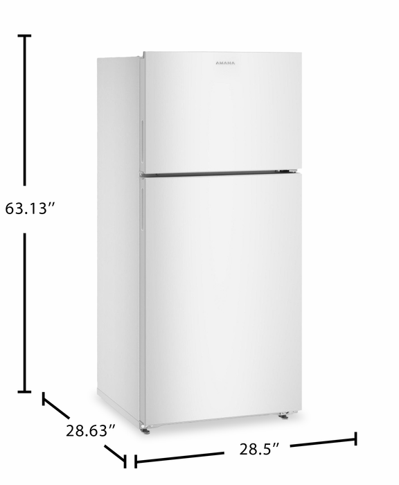 Réfrigérateur Amana large de 14 pi3 et de 28 po à congélateur supérieur avec grand bac à légumes - blanc - ARTX2314TW