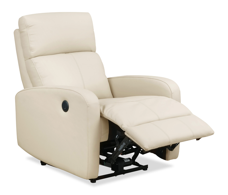 Fauteuil à inclinaison électrique Asher de 31.5 po en cuir véritable - beige