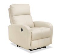 Fauteuil à inclinaison électrique Asher de 31.5 po en cuir véritable - beige
