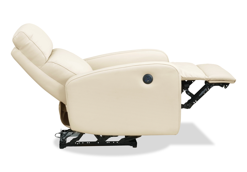 Fauteuil à inclinaison électrique Asher de 31.5 po en cuir véritable - beige
